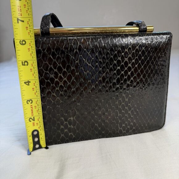 Vintage Stuart Weitzman Snake Embossed Leather Evening Shoulder Bag Purse - Picture 13 of 14